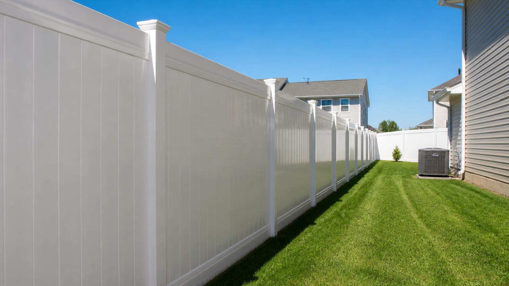 Vinyl fence installation at a property in Machesney Park, IL providing a low-maintenance boundary suited to Midwest weather conditions. Vinyl fence installation at a property in Machesney Park, IL providing a low-maintenance boundary suited to Midwest weather conditions.