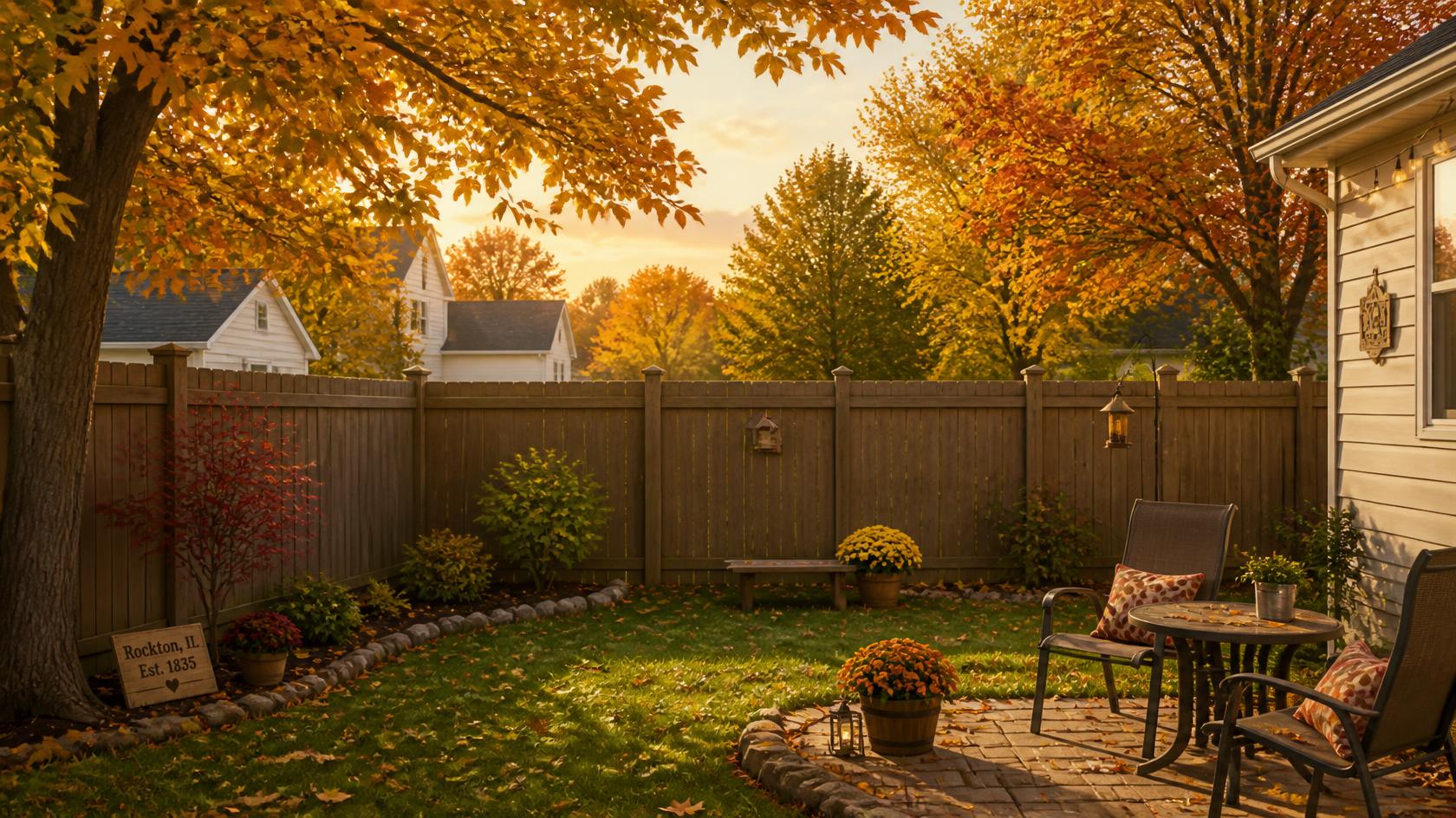 Privacy fence project in Rockton, IL with homeowners considering materials, layout, labor, and other factors that affect fall installation costs.