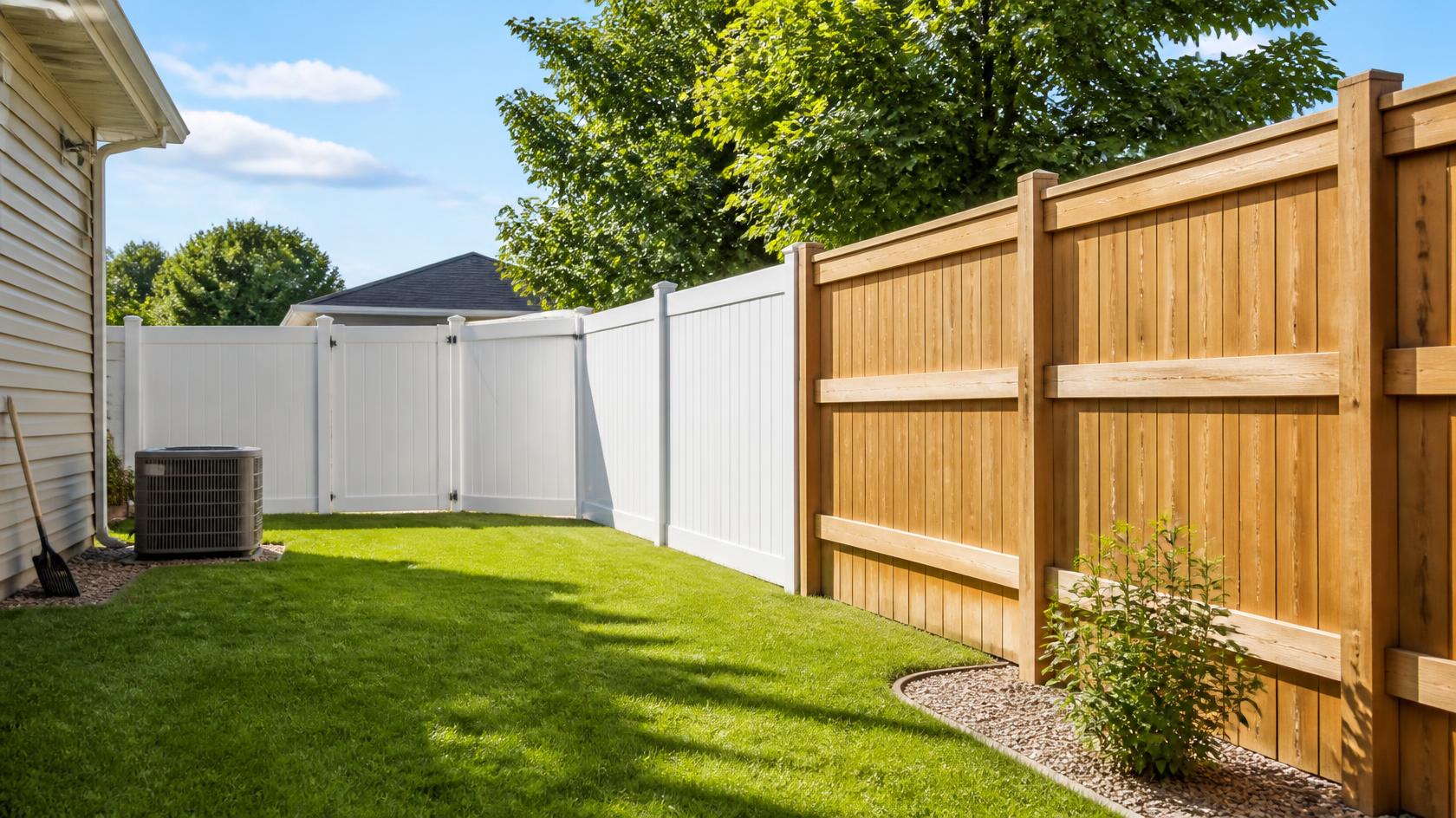 Privacy fence installation in Byron, IL with homeowners comparing materials, fence height, appearance, maintenance, and property needs. Privacy fence installation in Byron, IL with homeowners comparing materials, fence height, appearance, maintenance, and property needs.
