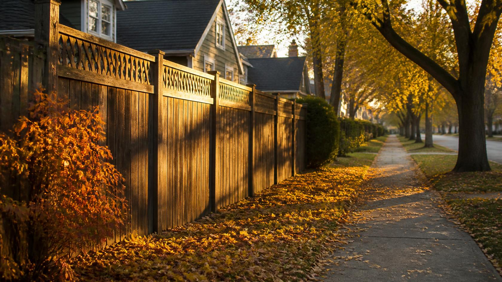Older residential fence in Dixon, IL being evaluated for replacement with attention to material choices, property layout, and fall scheduling.