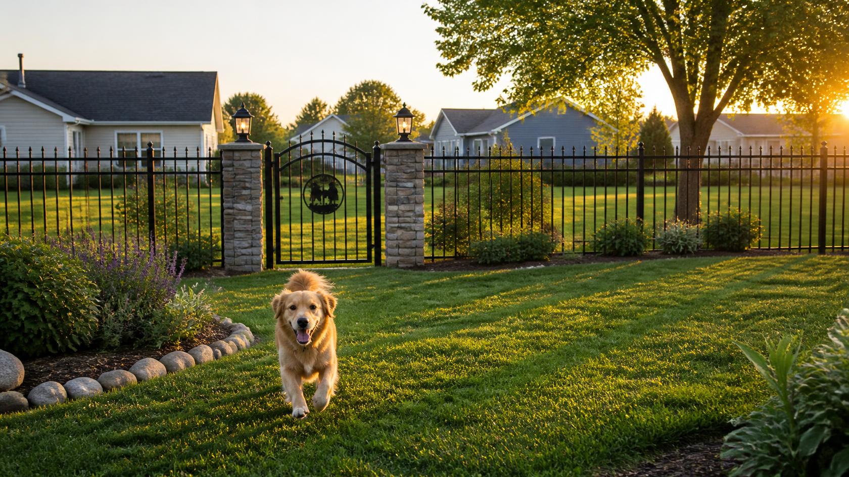 Dog-friendly fence installation in Winnebago, IL with attention to fence height, secure gates, and a safe backyard layout for pets.