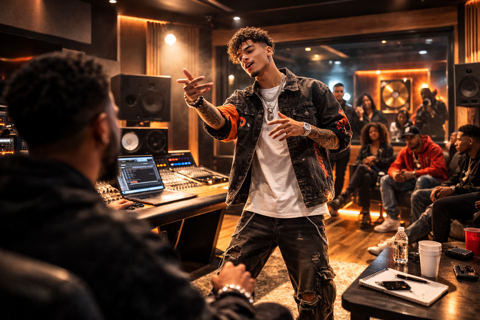 Artist auditioning inside a studio