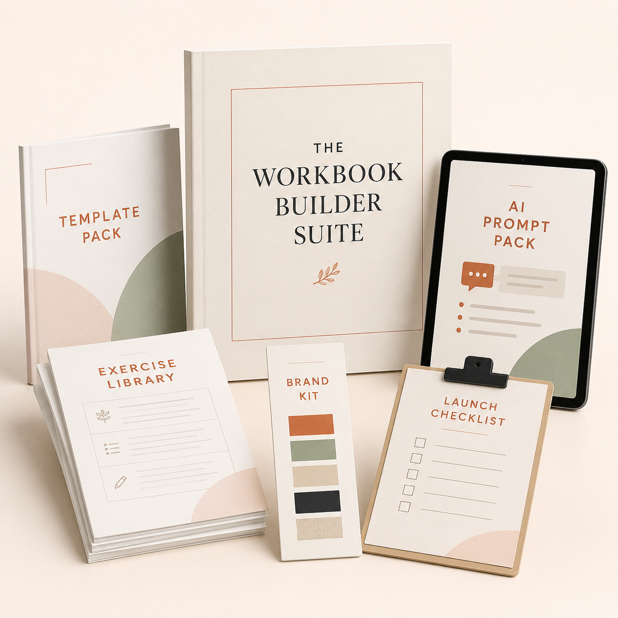 The Workbook Builder Suite - Template Pack, Exercise Library, AI Prompt Pack, Launch Checklist, Brand Kit