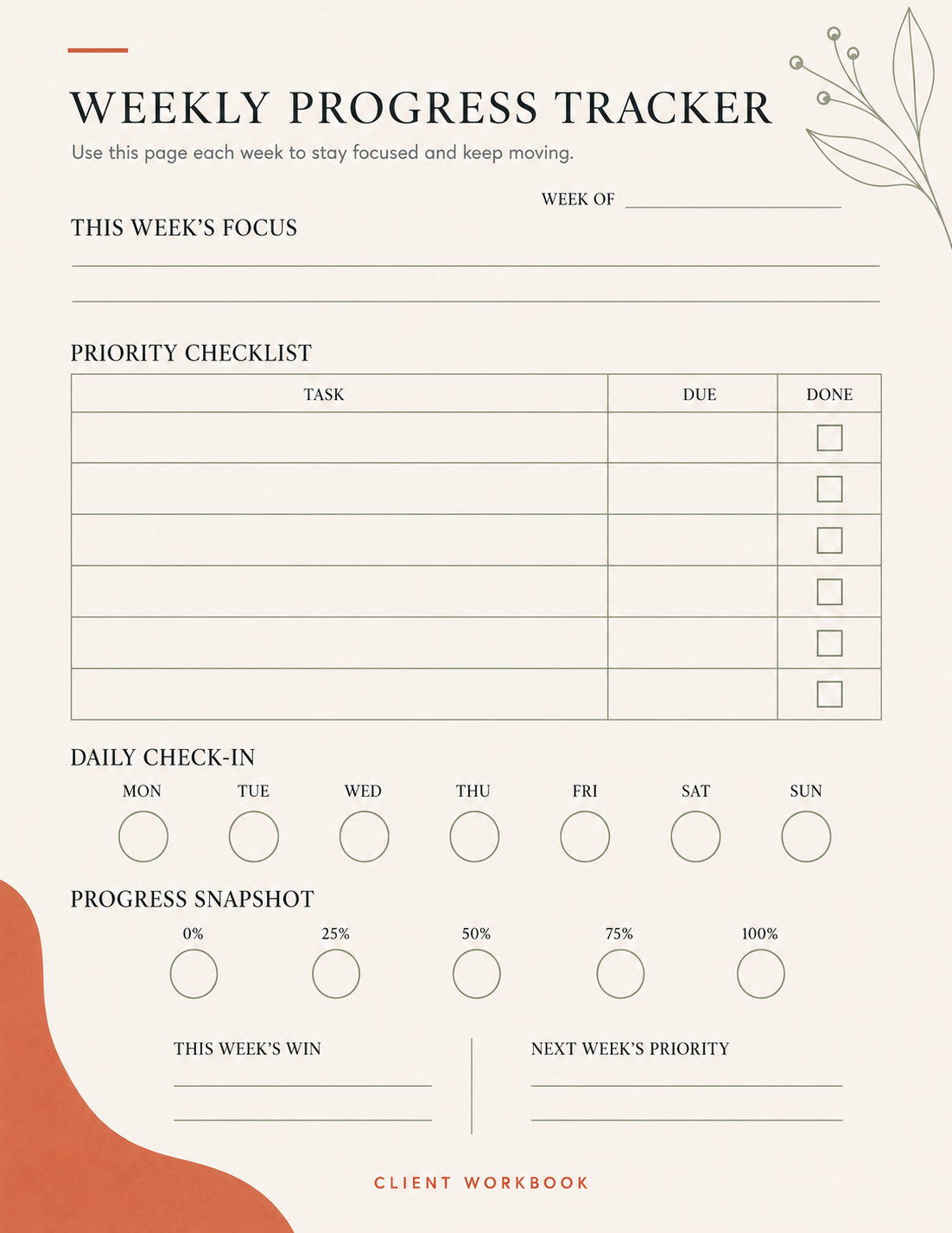 F · Tracker / checklist