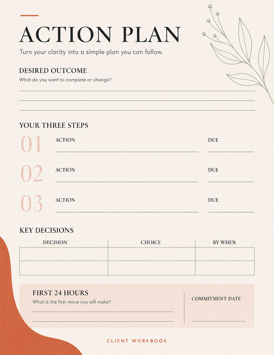 E · Action worksheet