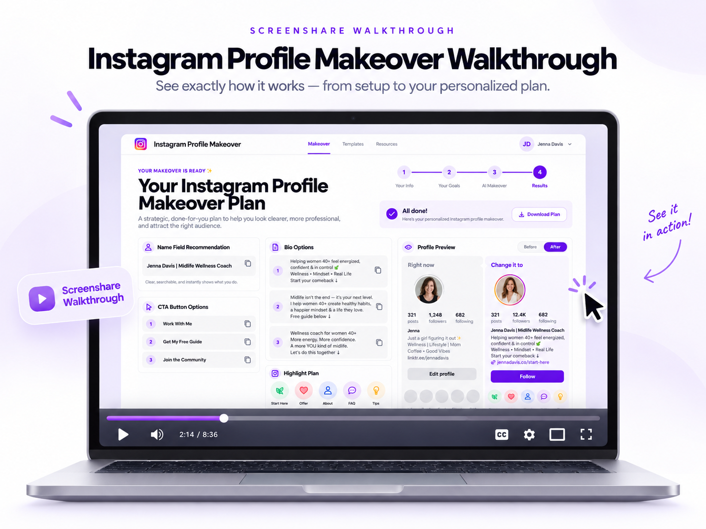 Screenshare Walkthrough mockup