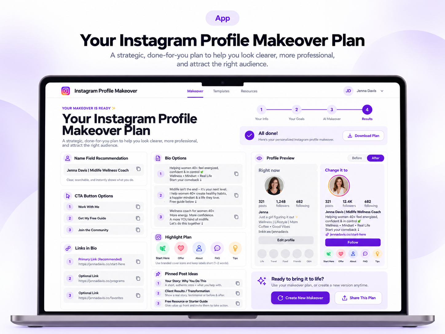 The Makeover App mockup