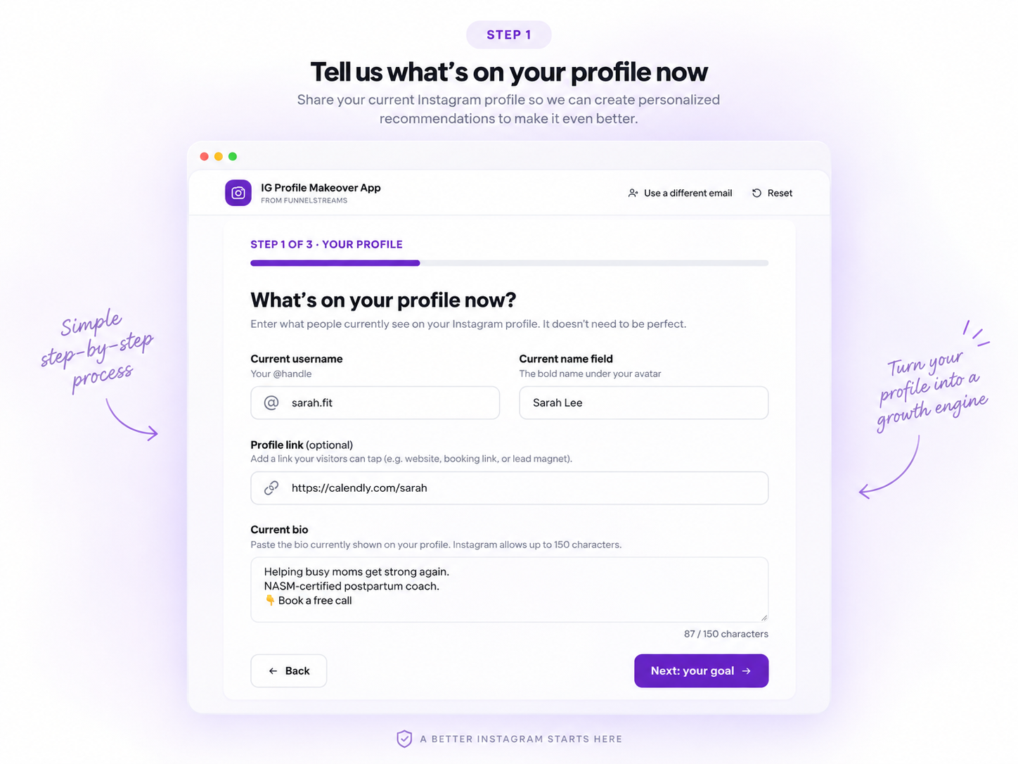 Screenshot: business intake