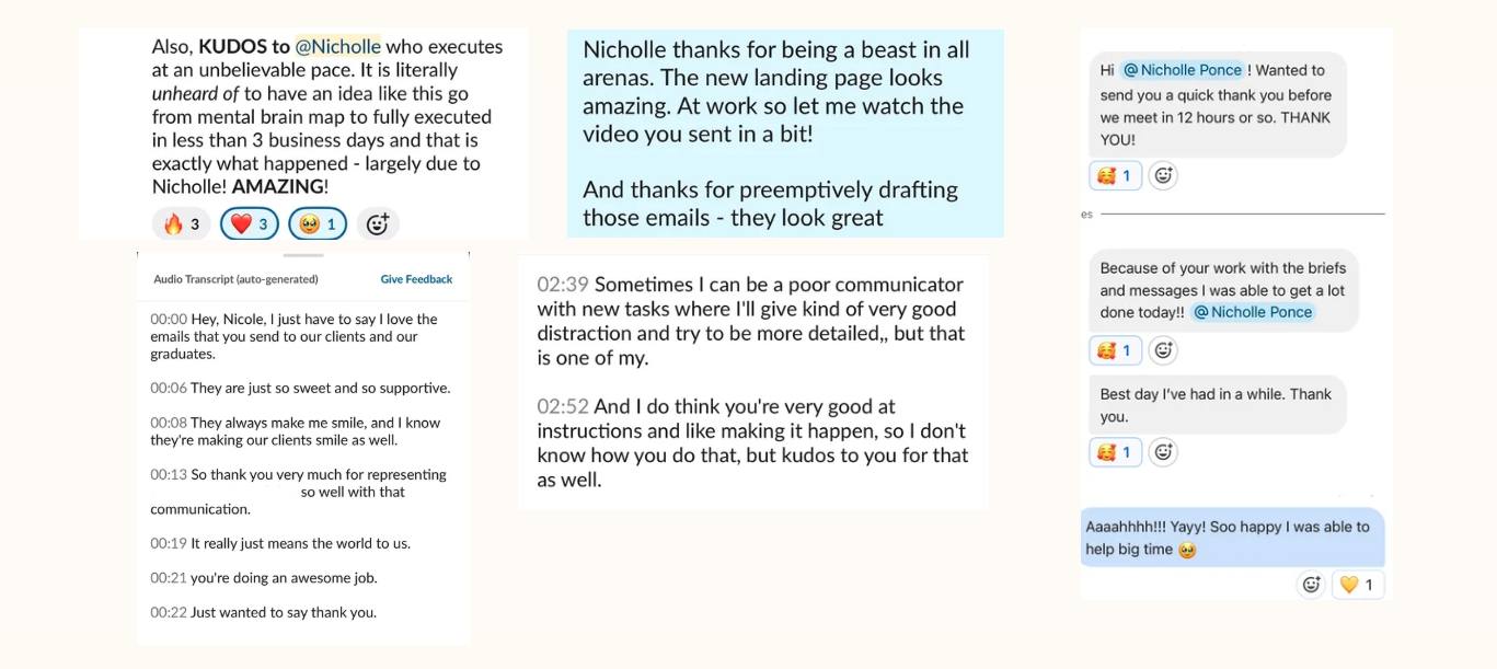 Client testimonials