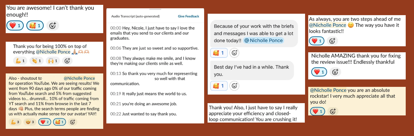Client testimonials
