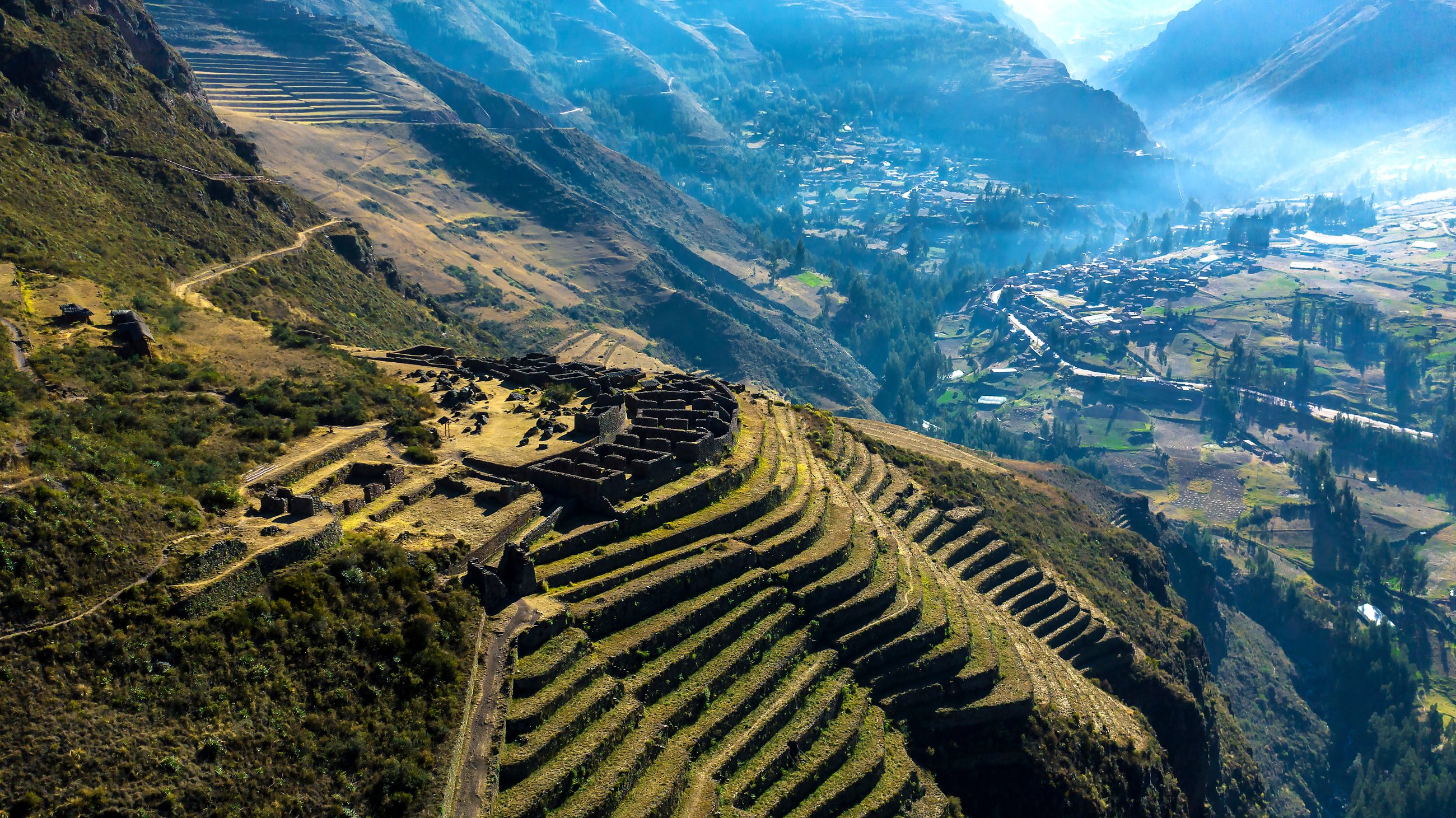 Pisac Inca terraces above the Sacred Valley