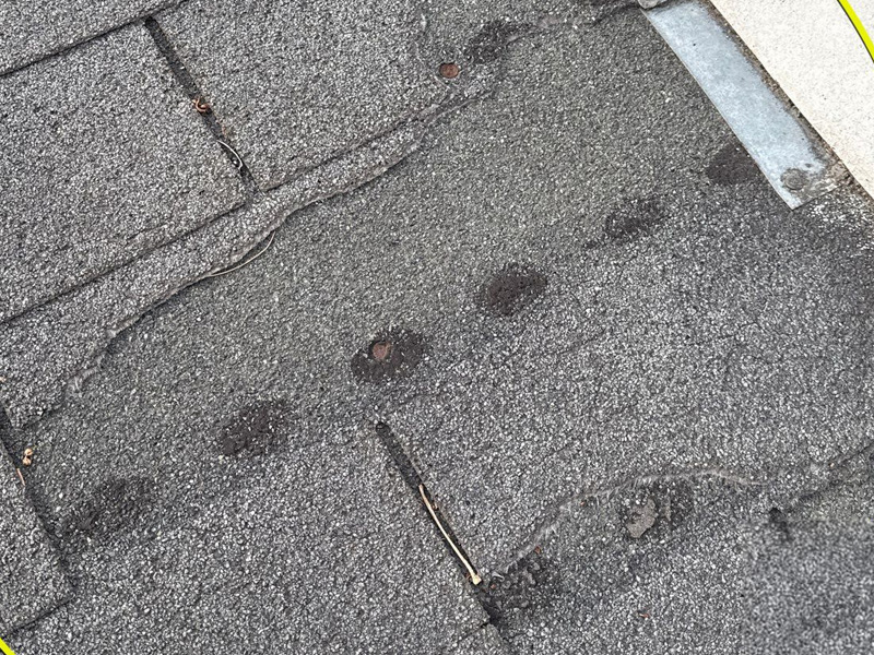 Missing shingles from wind damage