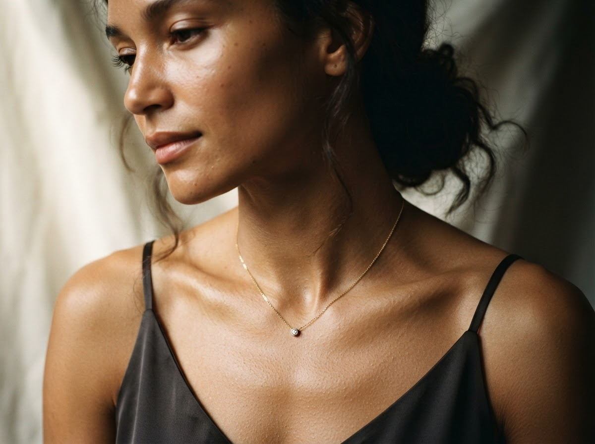 Woman wearing a fine necklace
