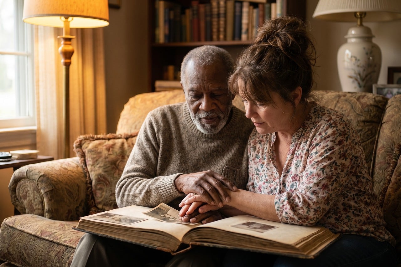 Family supporting an older loved one