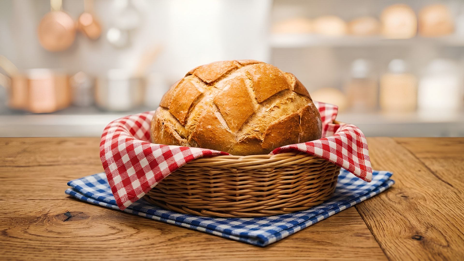 Natural sourdough boules on bakery racks