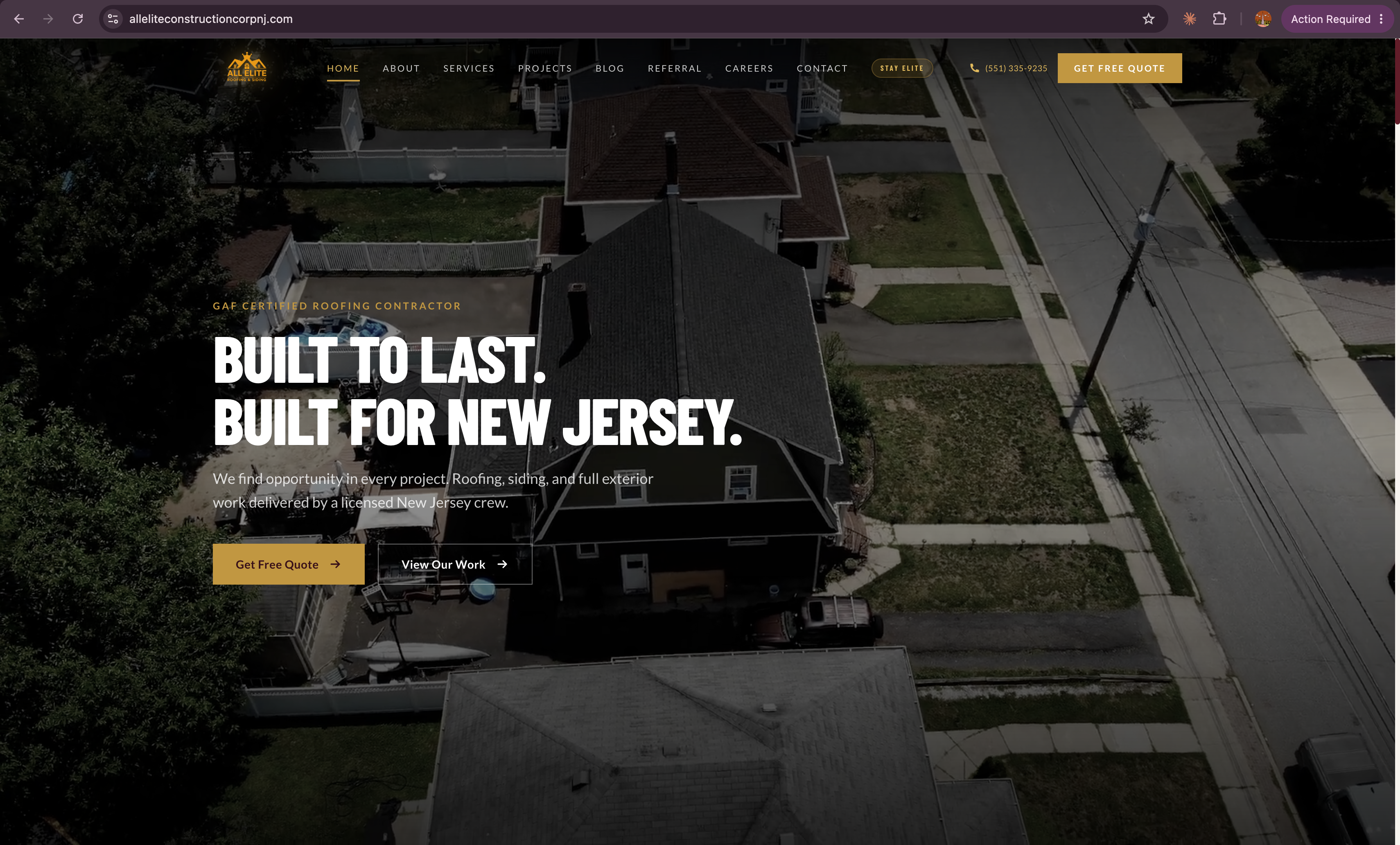 All Elite Construction website
