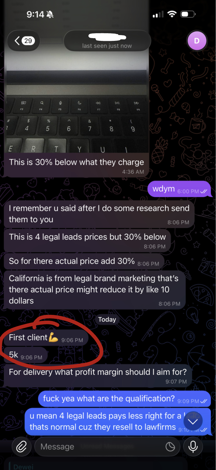 Student message: another deal signed, $3,862 payment succeeded
