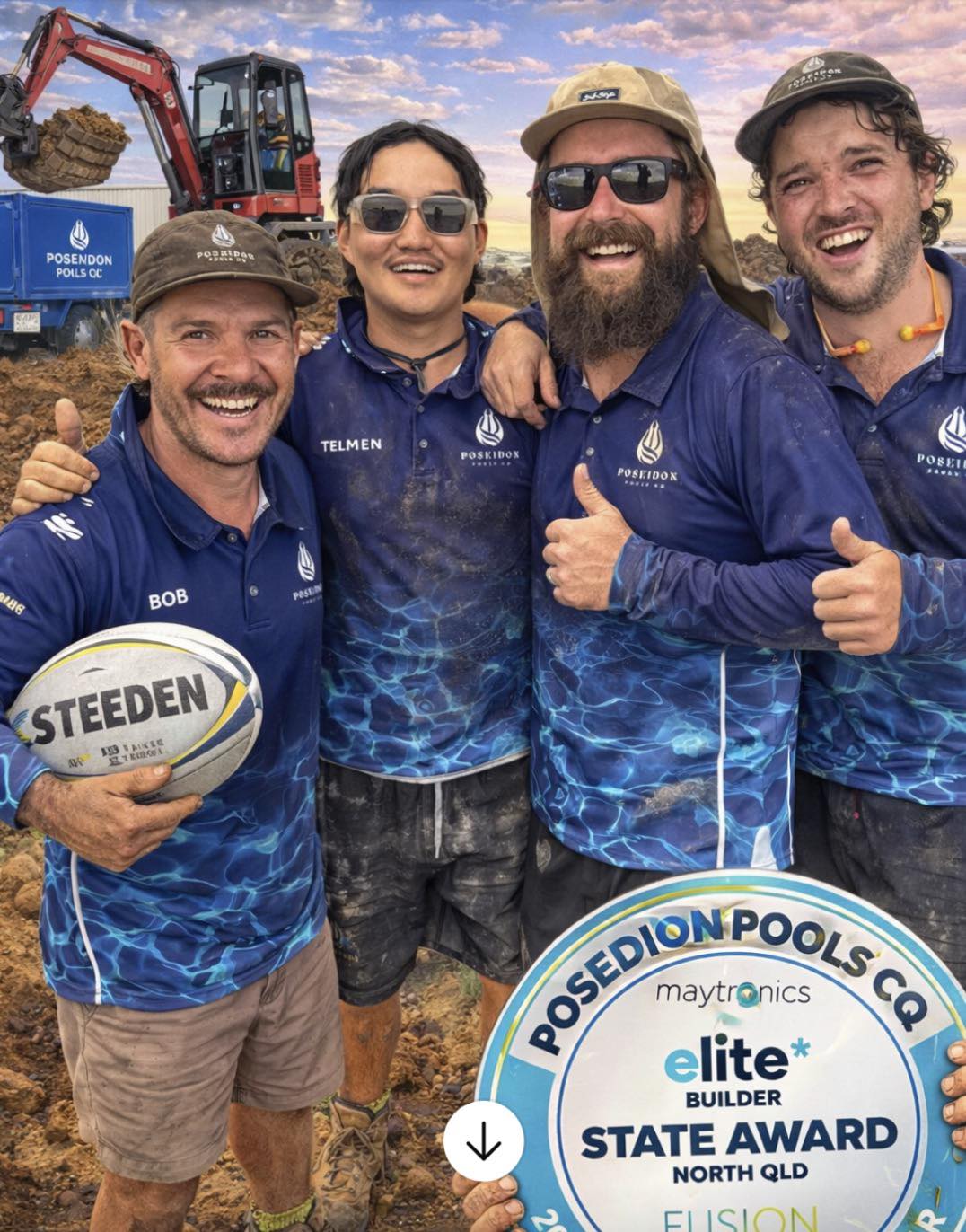 Bob Cox and the local Poseidon Pools CQ construction team