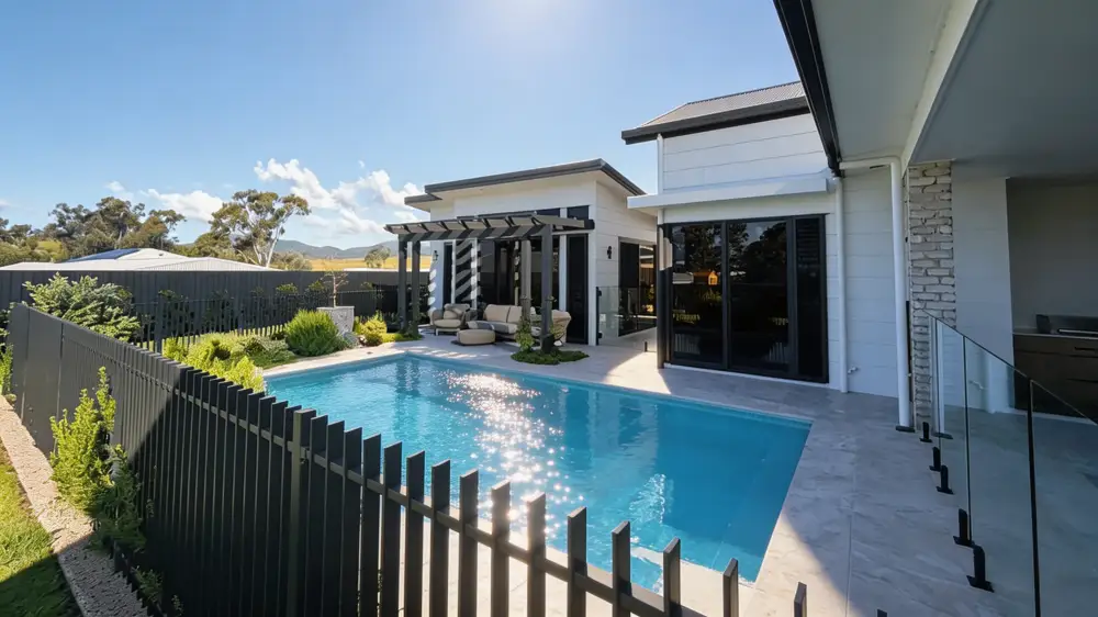The Courtyard Oasis fibreglass pool by Poseidon Pools CQ in Parkhurst