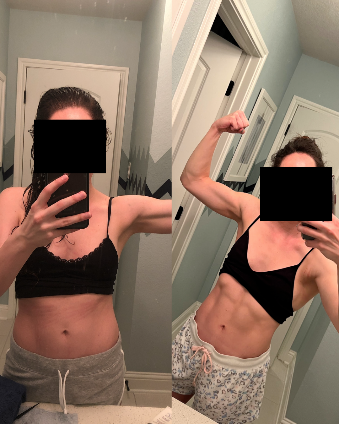 Member transformation before and after at The Barbell Club