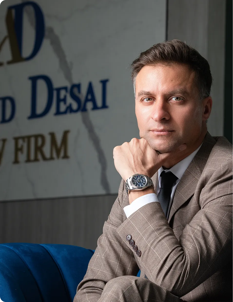 Attorney portrait in an office setting.