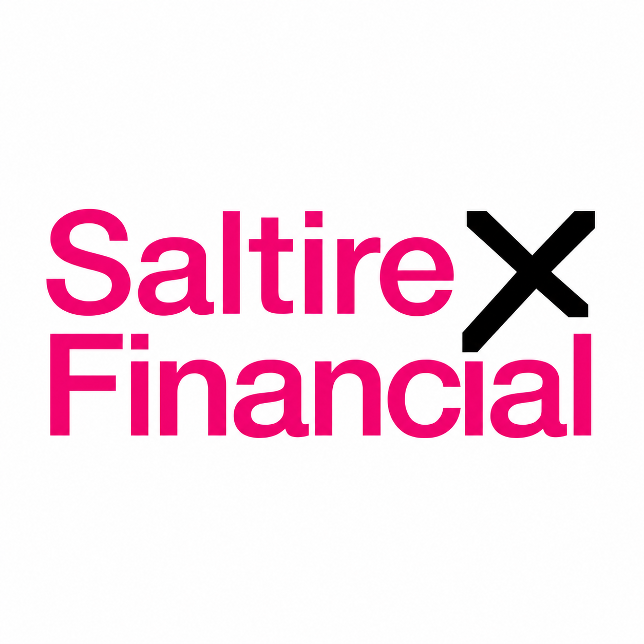 Saltire Financial — hot pink wordmark with black X