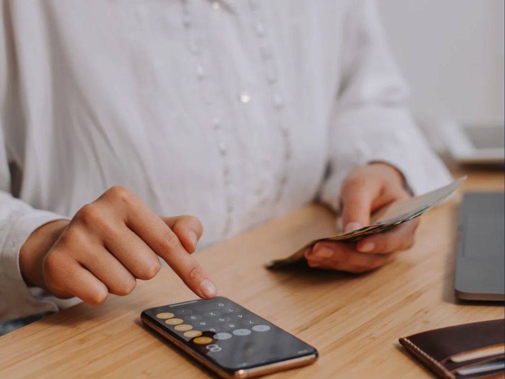 Reviewing numbers on a phone calculator