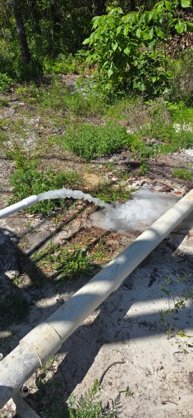 Residential well drilling equipment at a Florida home