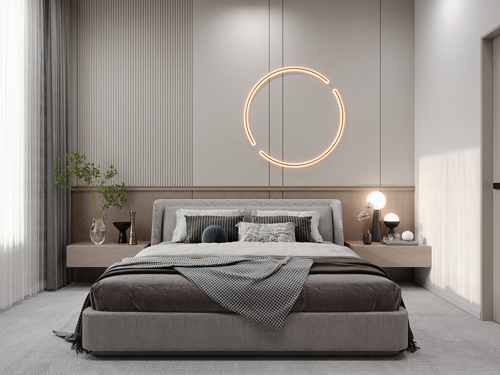 Koliba double-height master bedroom cocooned and quiet &mdash; luxury residential CGI Europe