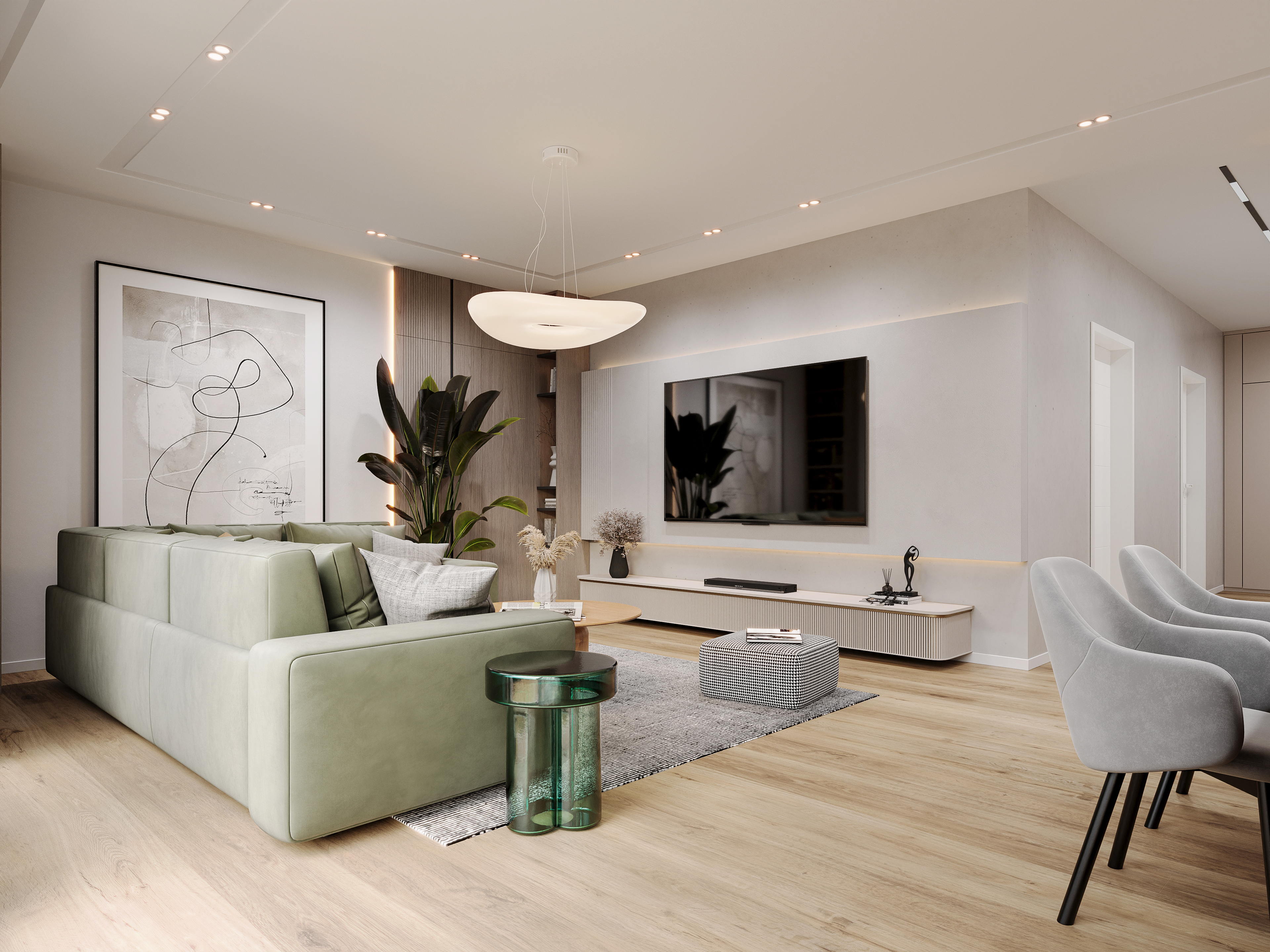 ZU502 luxury apartment living room with floor-to-ceiling balcony glazing &mdash; 360 virtual tour off-plan property