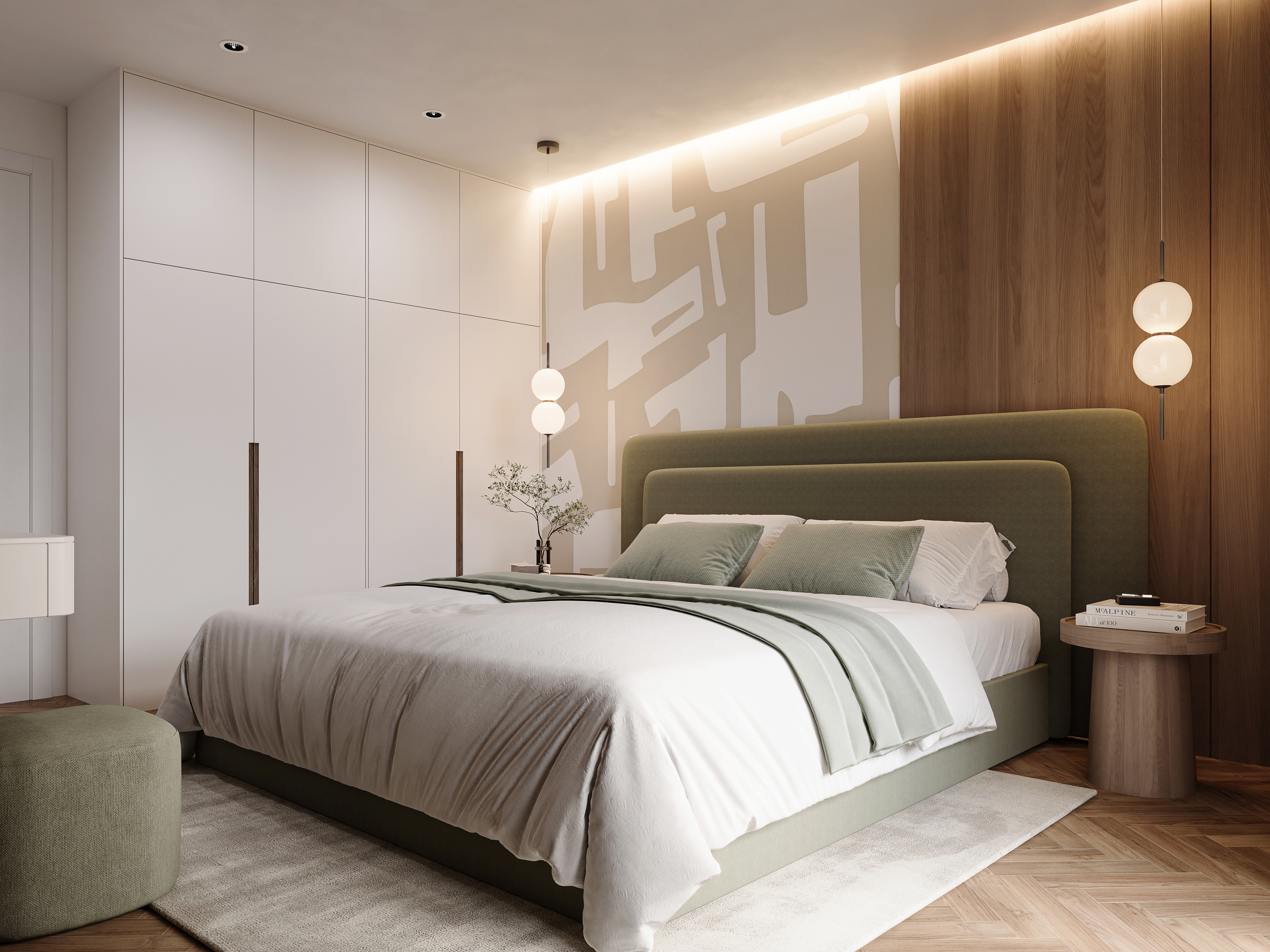 ZU602 luxury apartment bedroom with considered sightlines &mdash; 2-bedroom apartment off-plan CGI