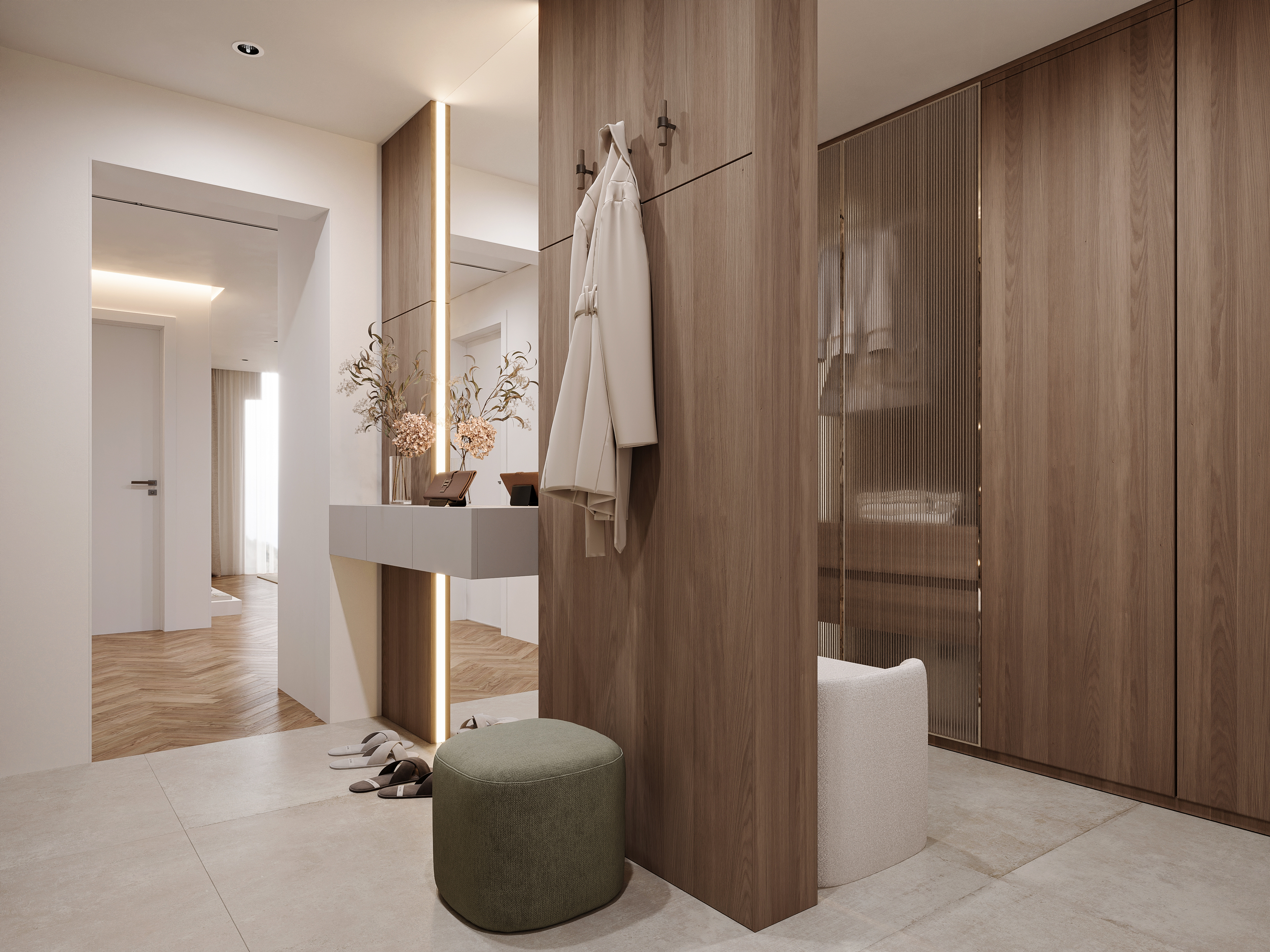 ZU602 luxury apartment entrance hall detail &mdash; interior visualisation UK