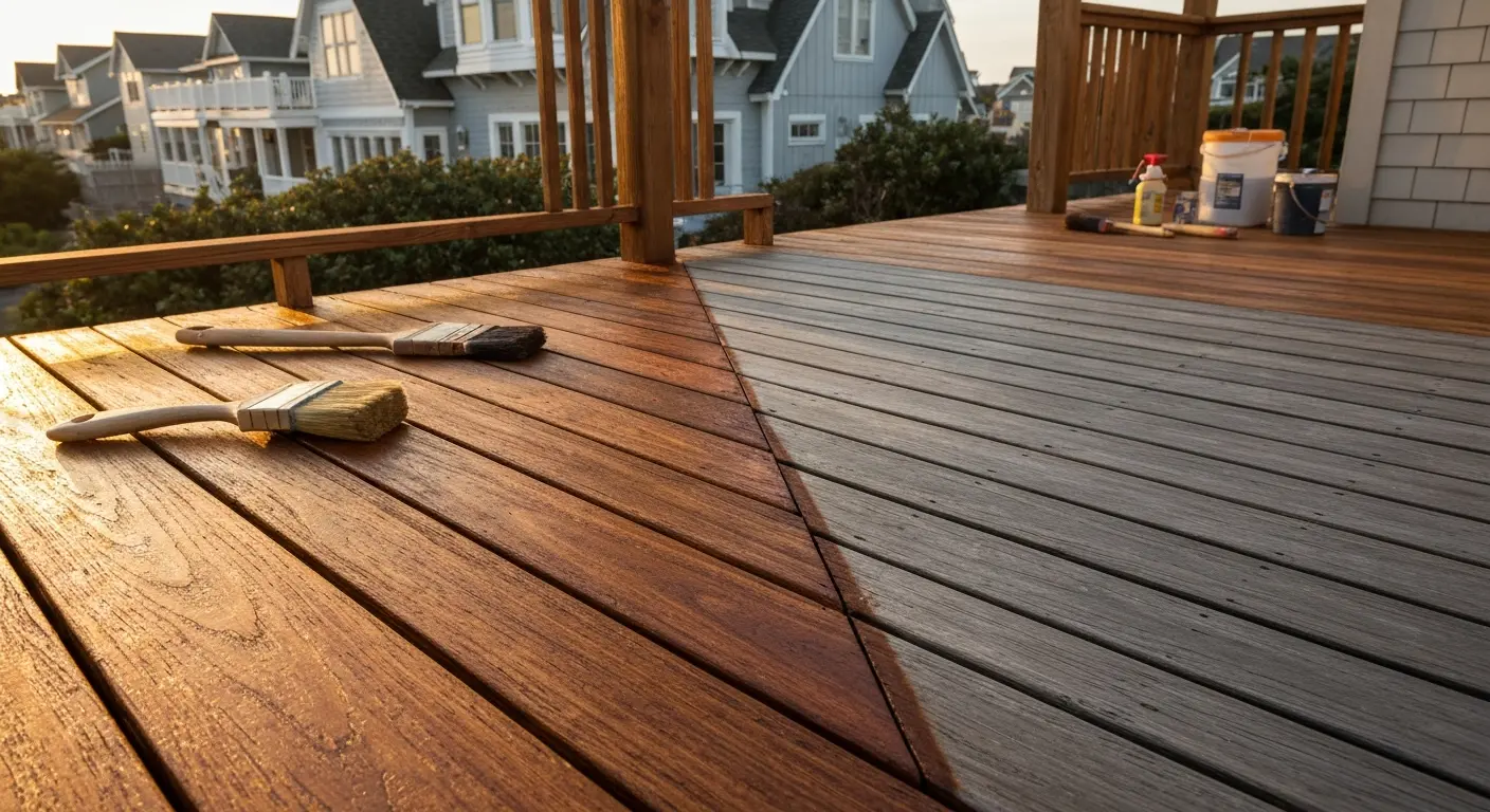 Wood deck staining project