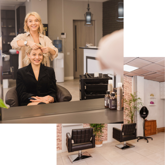 Luxury salon suite community space at Corner Salons & Suites Cedar Rapids Iowa