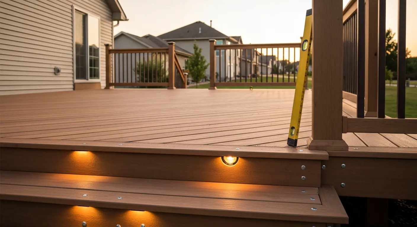 Custom composite deck in Ankeny residential neighborhood