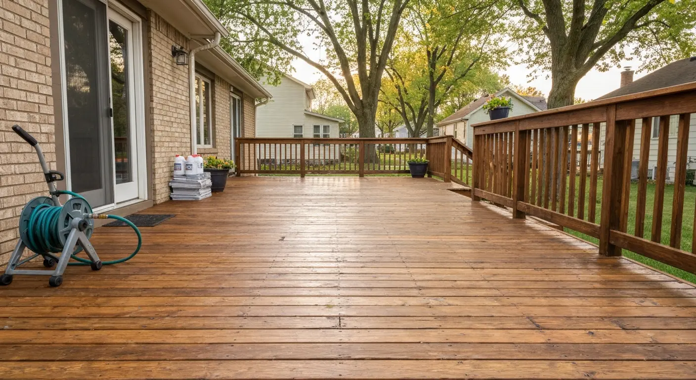 Soft washing a deck to remove algae