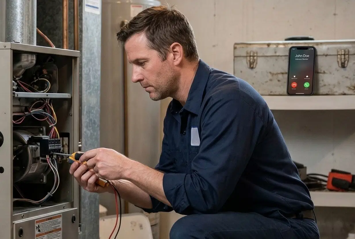 HVAC technician missing calls while on the job.
