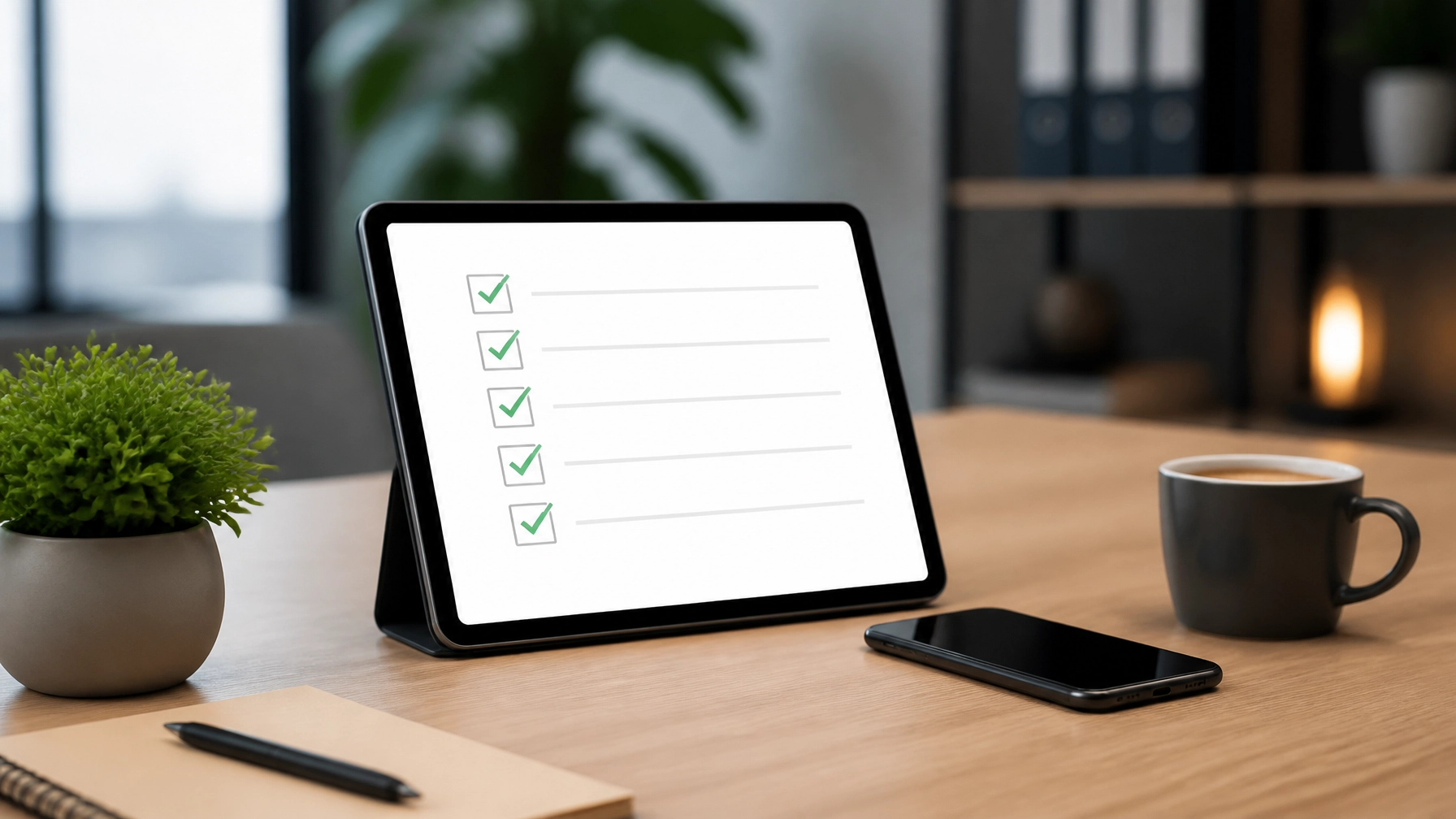 A minimalist workspace representing operational clarity and structured business success.