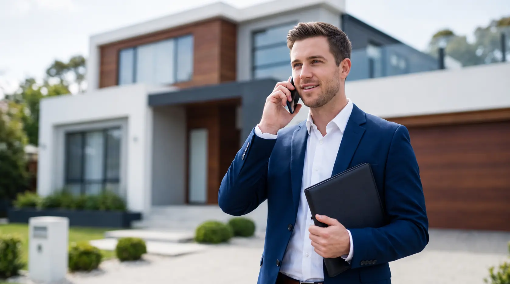 Real estate agent showing a property to clients