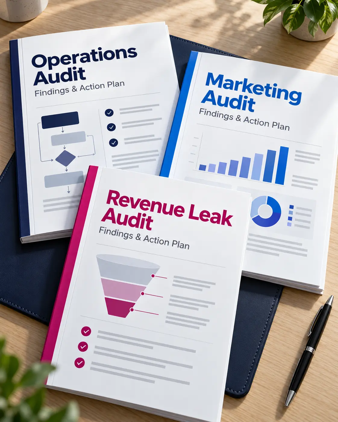 Specialized business audits for operations, marketing, and revenue leaks