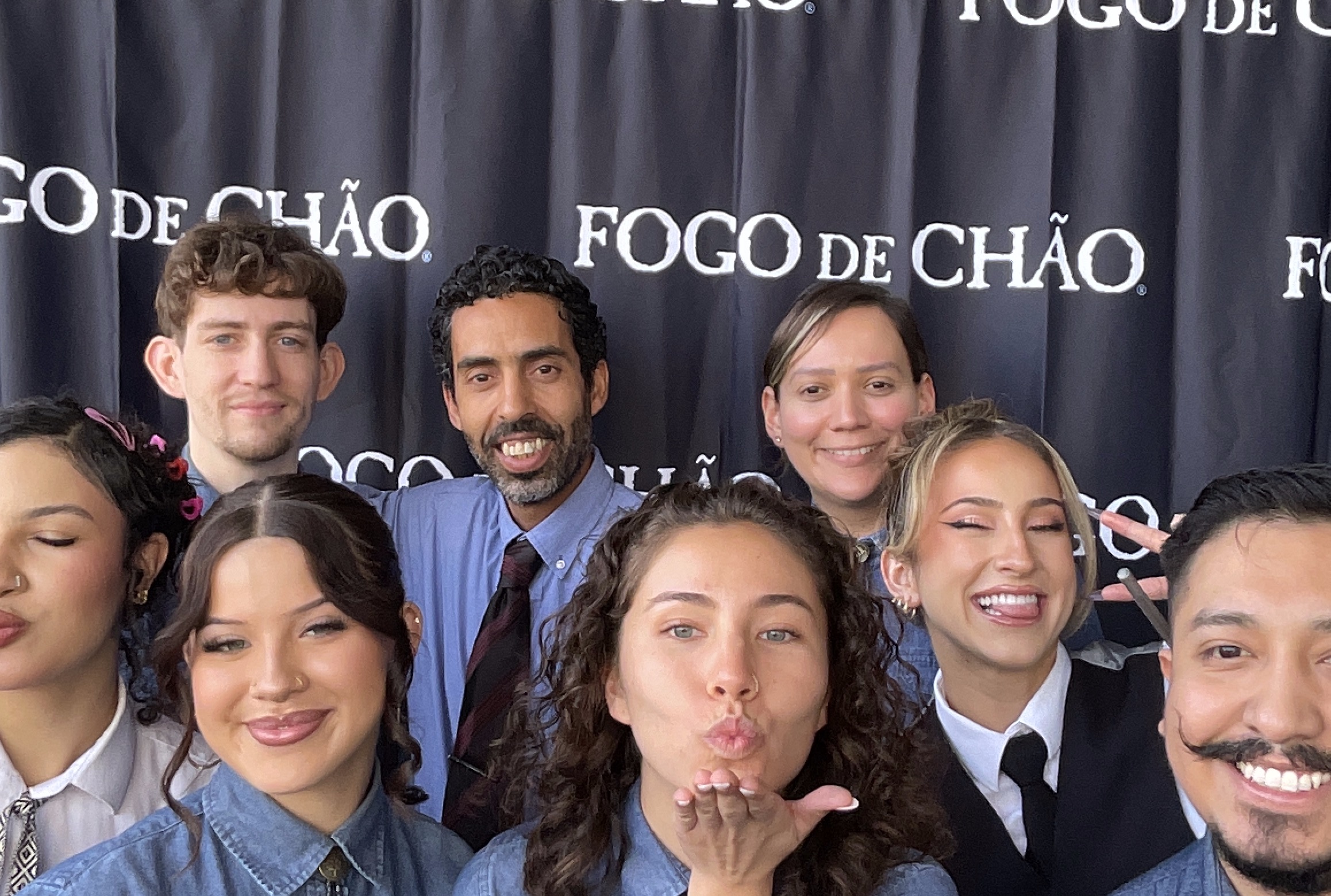Group portrait at the Fogo de Chão Brea Valentine’s Day 2026 photo booth
