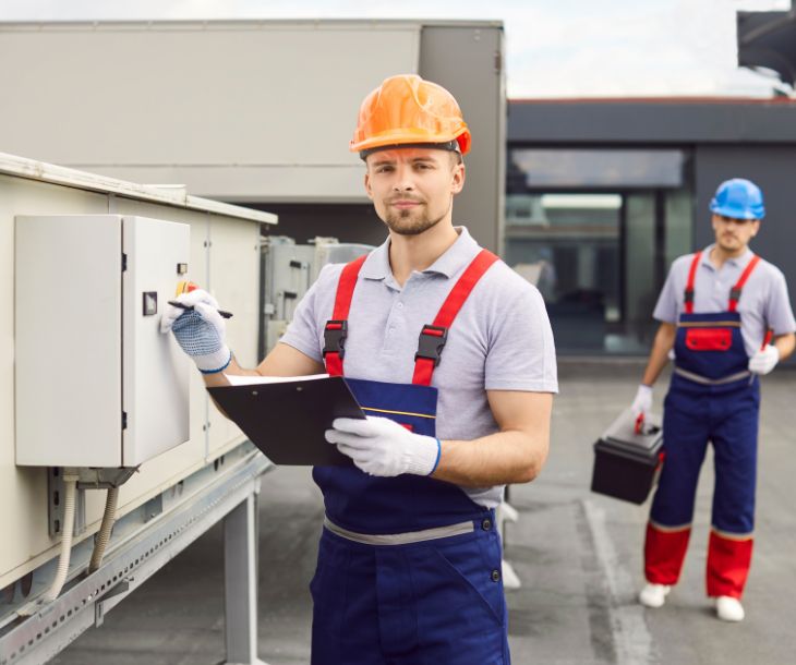 technician inspecting hvac unit