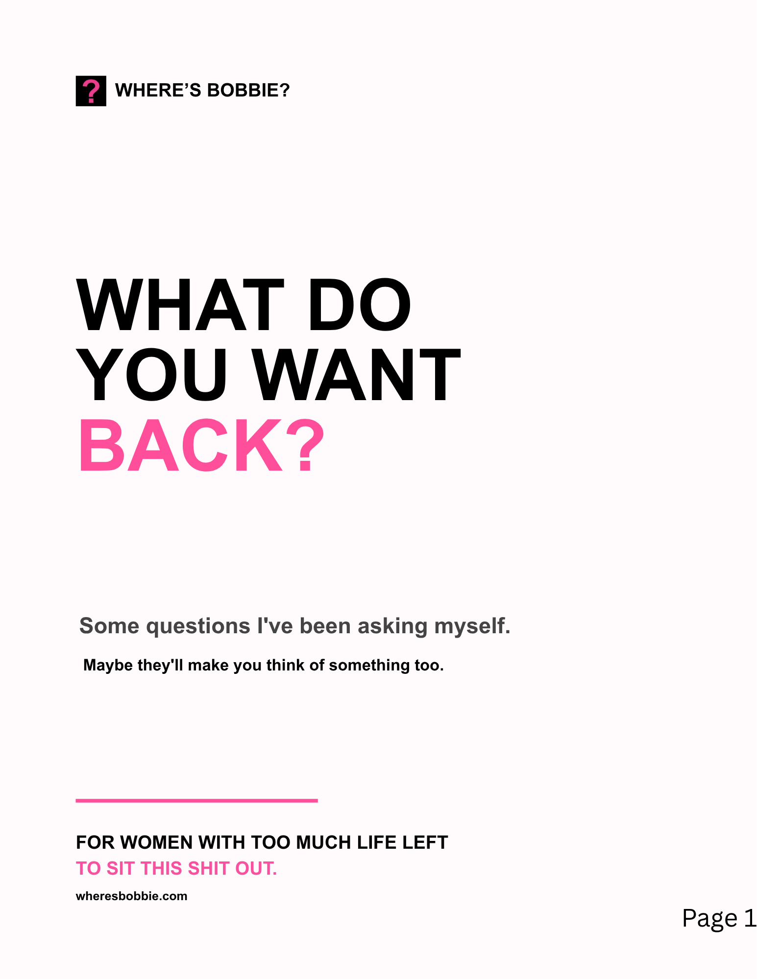 What Do You Want Back? worksheet cover