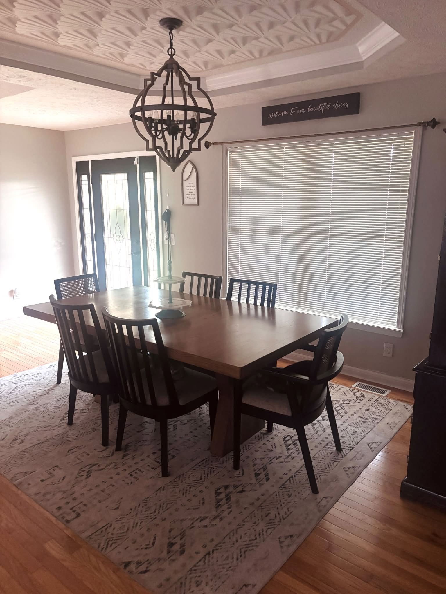A dining room cleaned and reset by Bluegrass Home Co. in Mount Washington, Kentucky