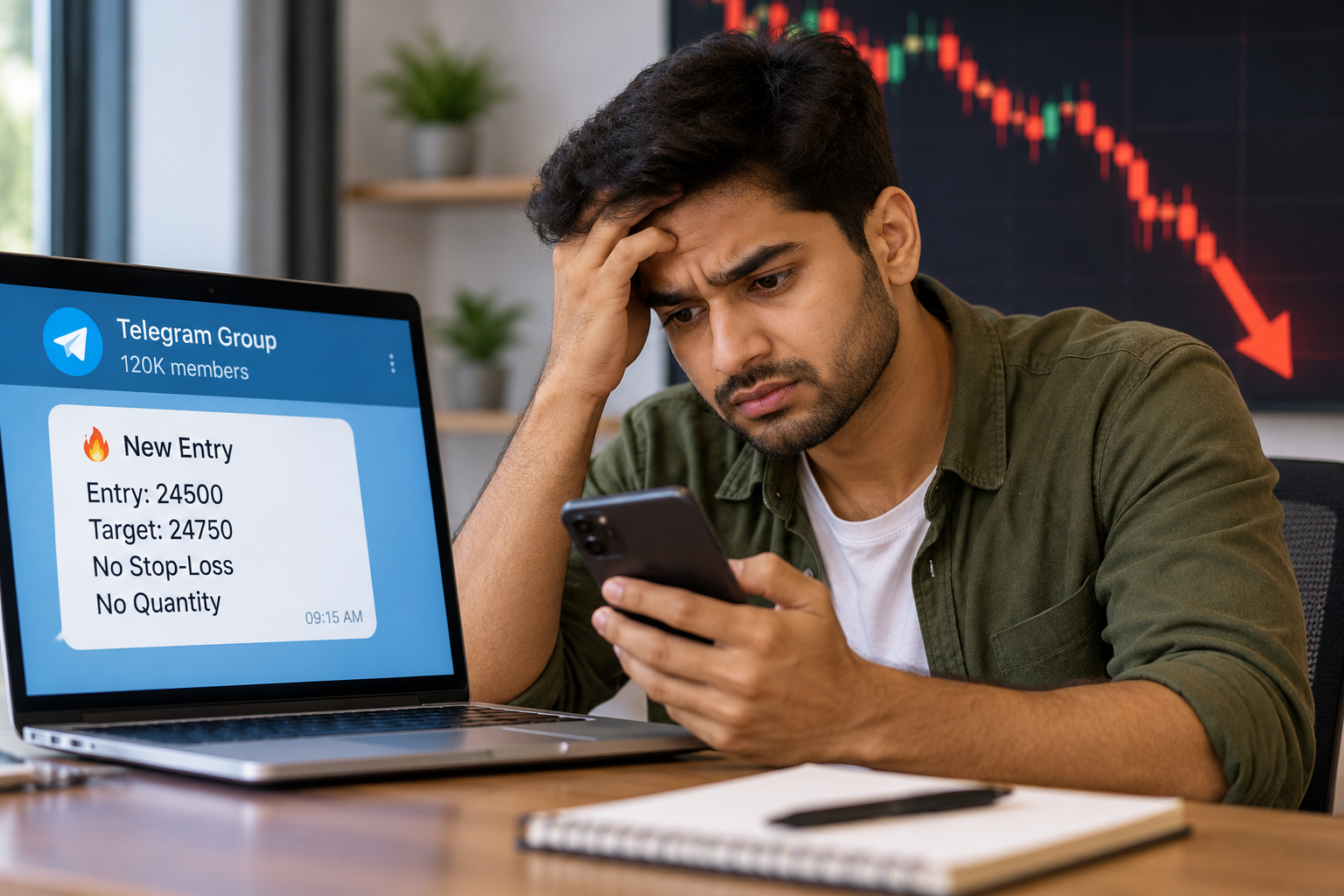 Phone showing an unanswered group chat with no stop-loss