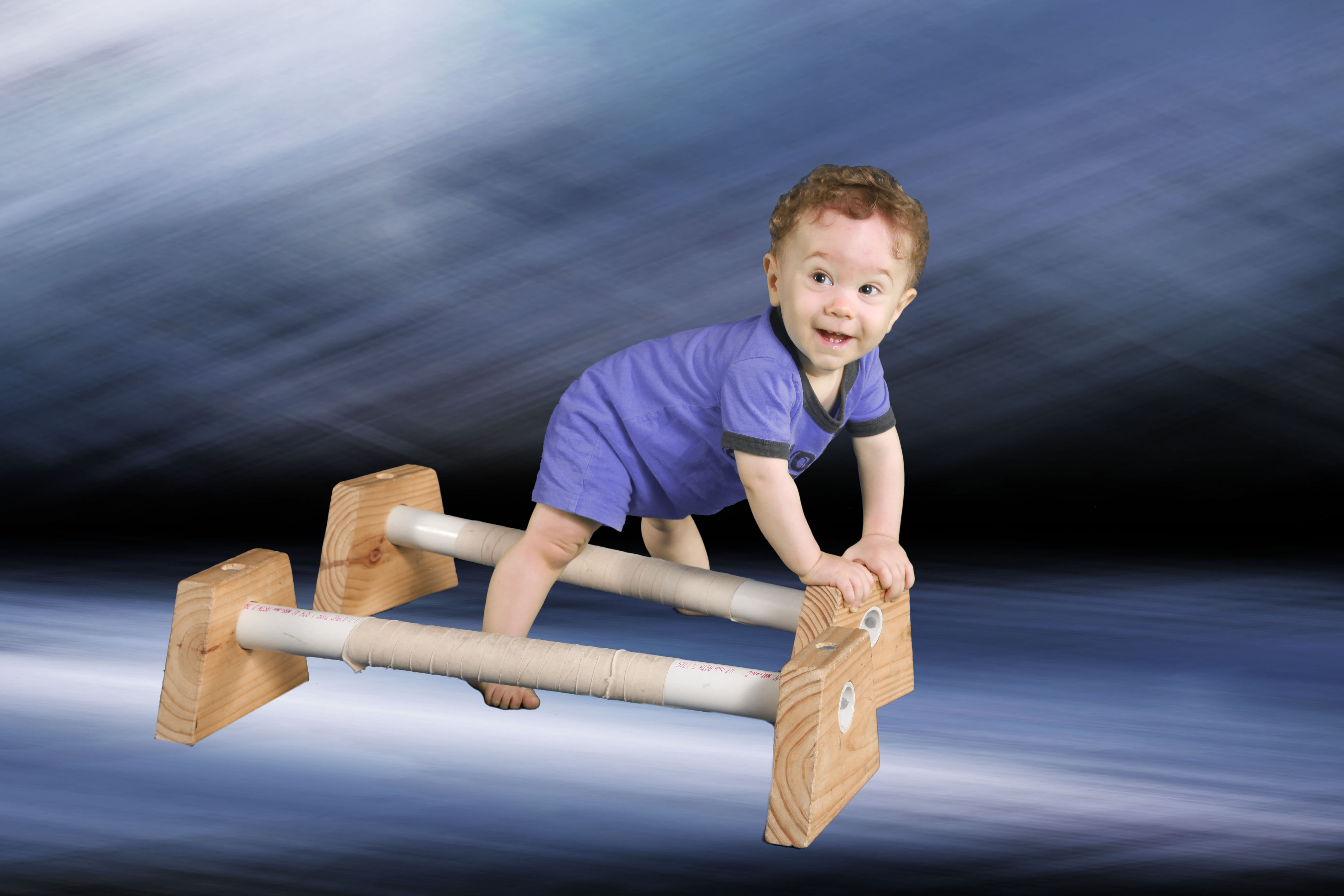 Preschool child exploring movement in the gym