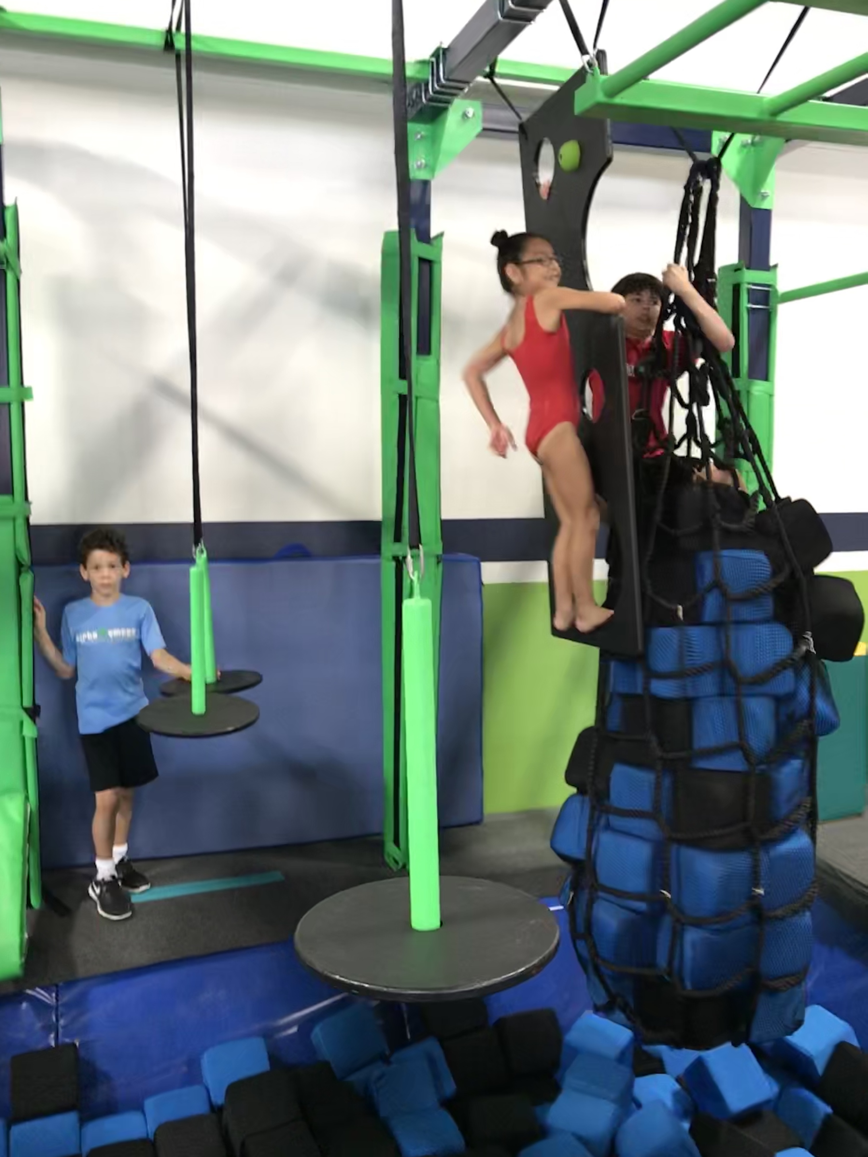 Student practicing gymnastics and ninja skills