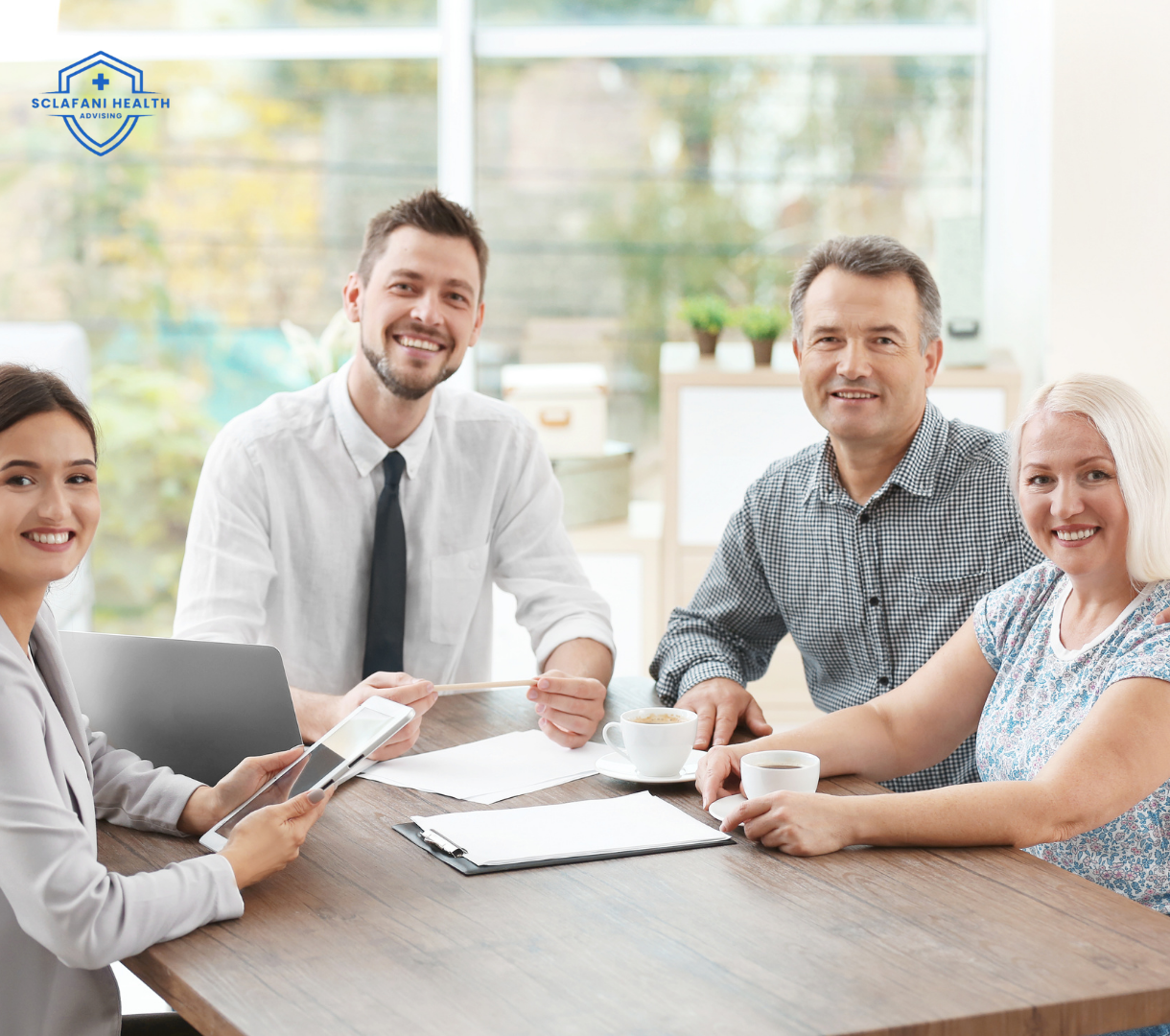 Family reviewing health coverage together