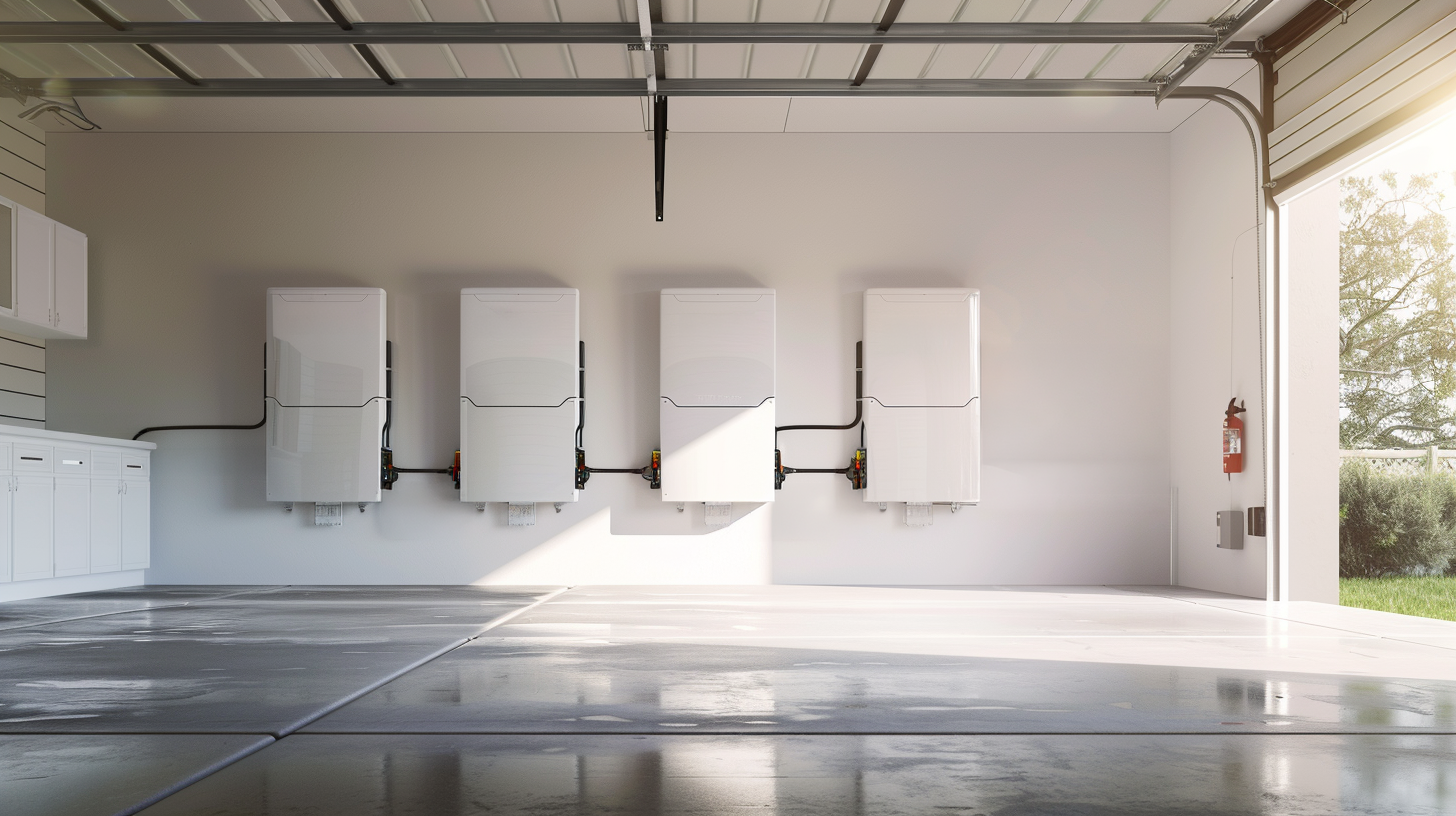 Soligo grid-tied solar system with battery installed in residential garage