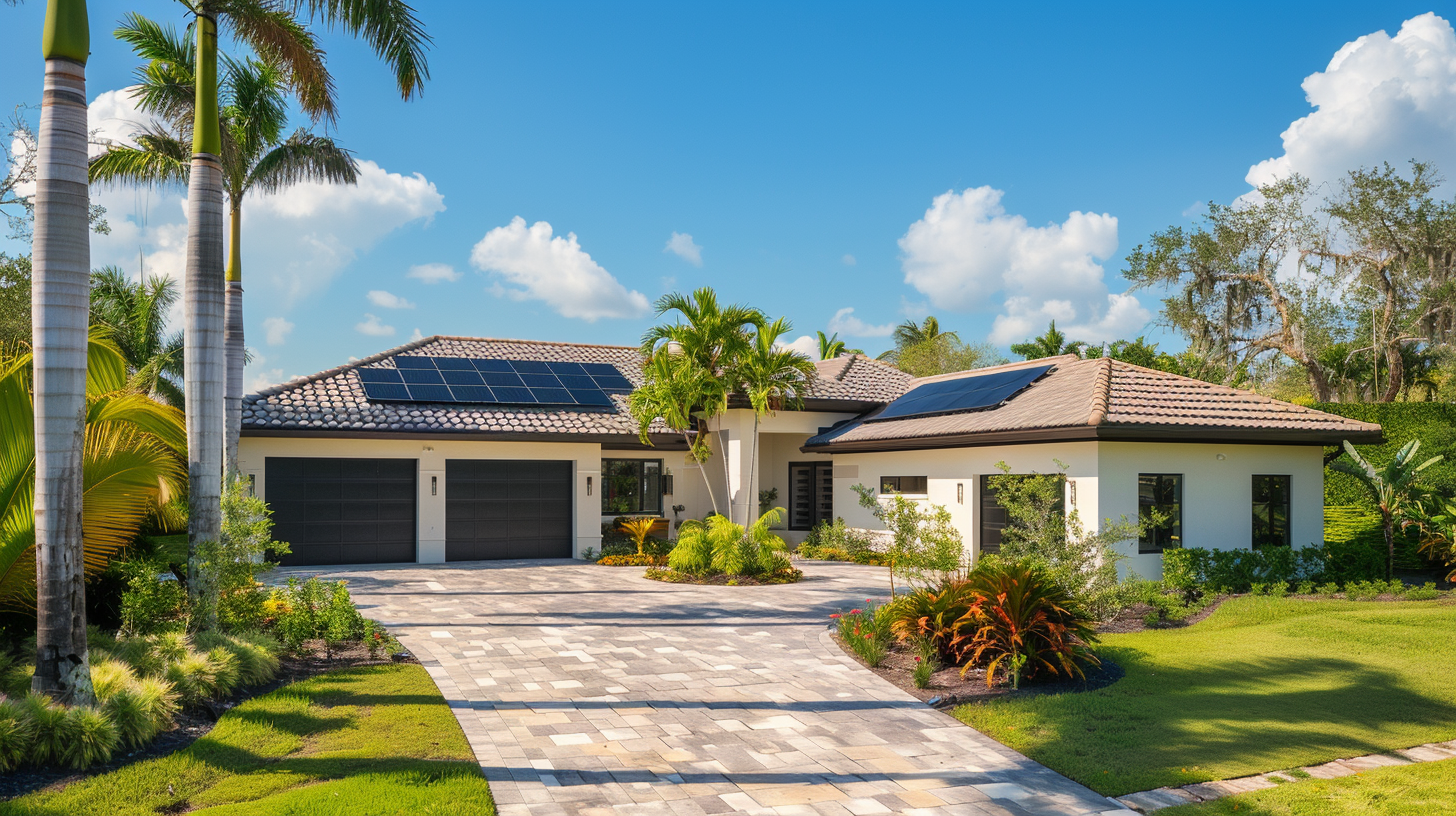 Residential grid-connected Soligo solar system tied to utility meter in bright sunlight